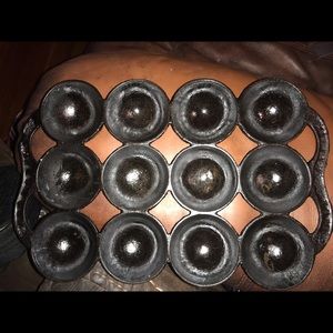 Rare vintage cast iron Ebleskiver Danish Pan 12 cups